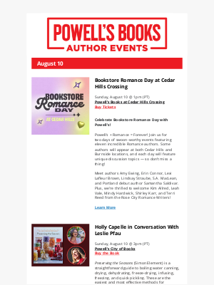 Powell's Books - Join us: Holly Capelle, Jon Raymond, Annalee Newitz, and more