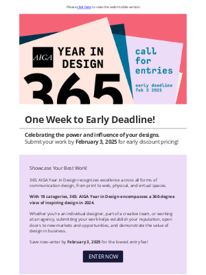 AIGA - Don't Miss Your Chance: One Week to 365 Competition Early Deadline!