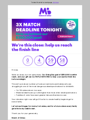March of Dimes - FINAL HOURS: we’re still short of our goal 🎁 💜