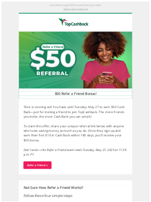 TopCashback - Hurry!😲 Your $50 bonus expires soon!⏰🚨💸