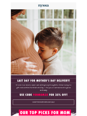 Nyssa - 25% off gifts that care, just in time.