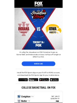 Fox Networks Group - FOX Primetime Hoops: Indiana vs. Iowa 🏀