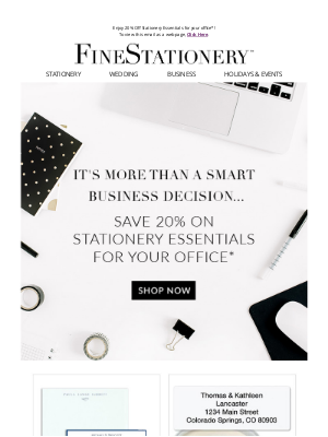 FineStationery.com - 20% Off Stationery Essentials for Your Office