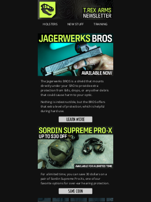 T.REX ARMS - $30 OFF Sordins | Boneyard Holsters | New Jagerwerks BROS