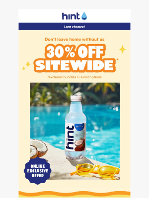Hint Water - 30% off is hitting the road…🚗