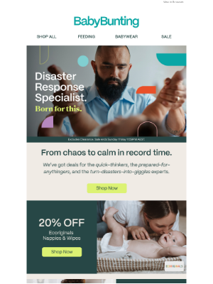 Baby Bunting (Australia) - Jessica be the disaster response specialist at home