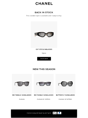 CHANEL - Back in stock: Cat Eye Sunglasses Nylon Black & Beige