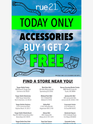 rue21 - Buy 1, Get 2 FREE: Accessories!!! 🛍️👒🕶️