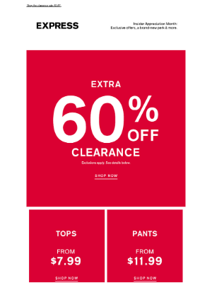 Express - Extra 60% off sweaters, jeans, dresses & more