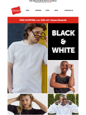 Hanes - Timeless Combo: Black + White 🖤🤍
