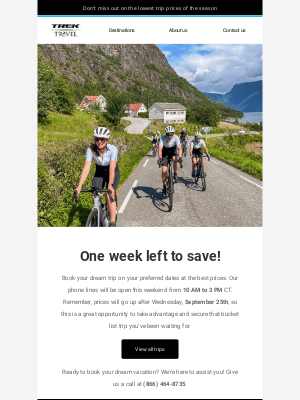 Trek Travel - Book this weekend before prices increase!