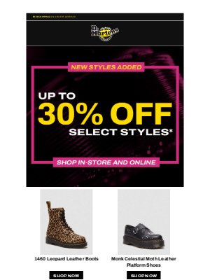 Dr. Martens - New styles added to our End of Season Sale