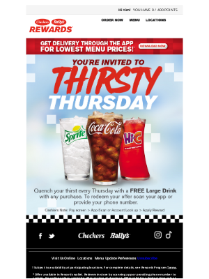 Checkers Drive-In Restaurants - Here's your FREE Large drink 🥤