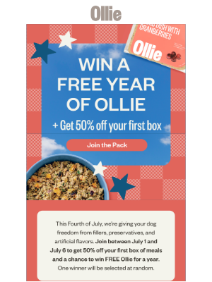 Ollie - Win a year of free Ollie for the Fourth!