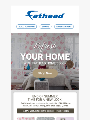 Fathead - Refresh Your Home for Fall 🍂 - and Save 20%!