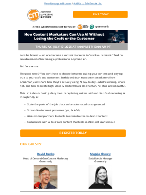 Content Marketing Institute - [New Webinar] How Content Marketers Can Use AI Without Losing the Craft or the Customer