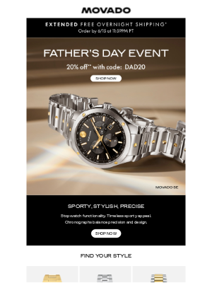 Movado - 20% off Chronographs for Father's Day