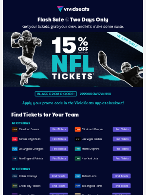 Vivid Seats - Limited Time Offer 🔥 15% Off NFL Tickets