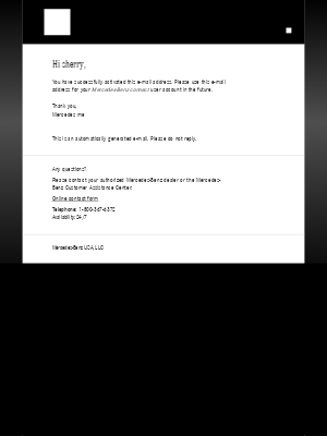 Your e-mail address for Mercedes-Benz connect was confirmed