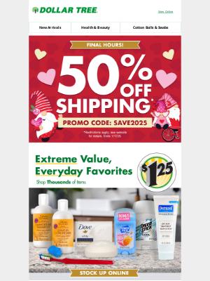 Dollar Tree - ❗LAST CALL for 50% Off Shipping*❗