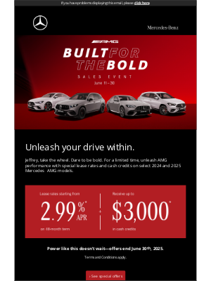 Mercedes-Benz (Canada) - Jeffrey, dare to push the limits with the Built for the Bold Sales Event.