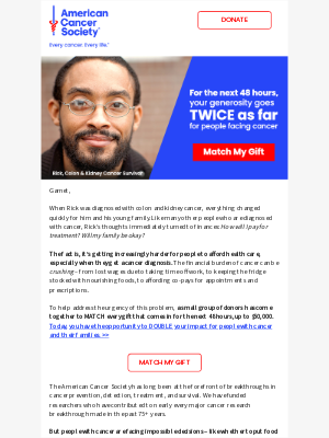 American Cancer Society - [MATCH ACTIVE] Your support doubled for people facing cancer. >>