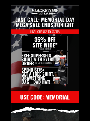 Blackstone Labs - FINAL HOURS: 35% OFF + Free Gear Ends Tonight!