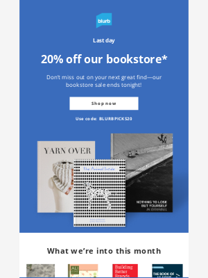Blurb - Don’t wait—save 20% on all books