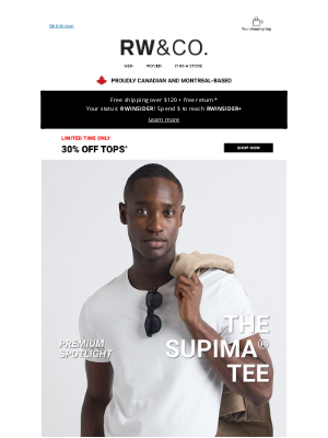 RW&CO.(Canada) - 30% off your favourite Supima tees