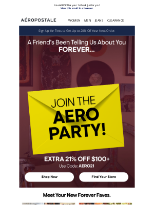Forever 21 - Let’s be friends (forever). Here’s 21% Off