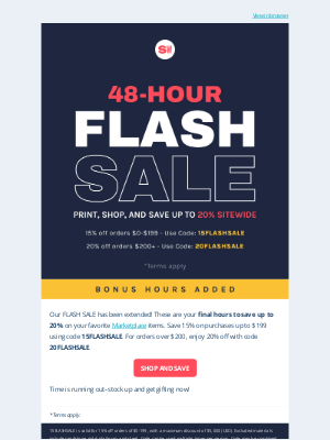 Shapeways - ⏰ BONUS HOURS ADDED: 48-Hour FLASH SALE - up to 20% off sitewide!!