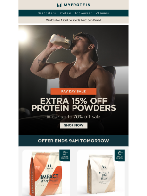 Myprotein (United Kingdom) - Last chance: Extra 15% off Proteins ⏰