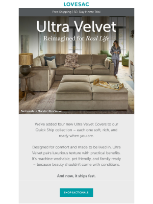 Lovesac - Meet Ultra Velvet, Your New Favorite Covers.