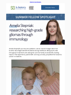 St Baldricks Foundation - From Family to Fellowship: Amelia’s Research Journey