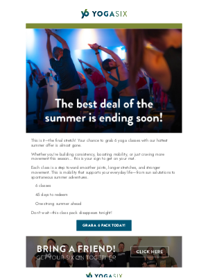 YogaSix - 🔥 Final Hours! Last Chance to Grab Your Summer Six-Pack
