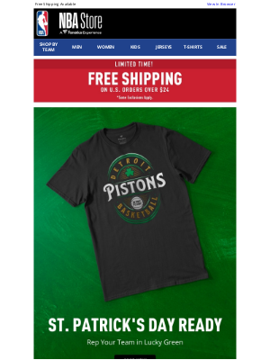 National Basketball Association (NBA) - Bring The Luck w/ Pistons St. Patrick's Day Gear