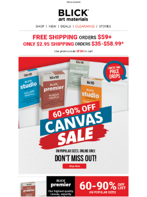 Blick Art Materials - 🔊 CANVAS SALE | Don’t miss out!