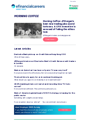 Efinancial careers (United Kingdom) - ☕ JPMorgan’s best new trading jobs sound tortuous