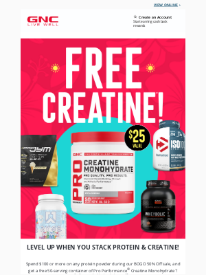 GNC - No Whey! FREE Creatine with Your Stack 🤯