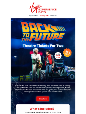 Virgin Experience Days (United Kingdom) - Back To The Future: Was £175, Now £120 🎭