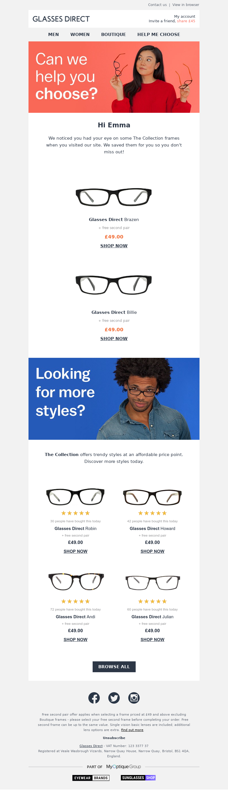 Glasses Direct (United Kingdom) - Having trouble choosing?