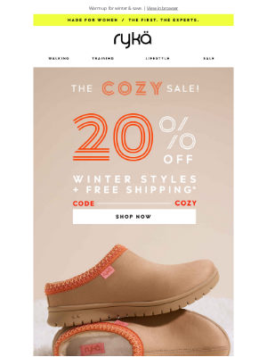 RYKA - Get cozy! 20% off winter styles + Free shipping