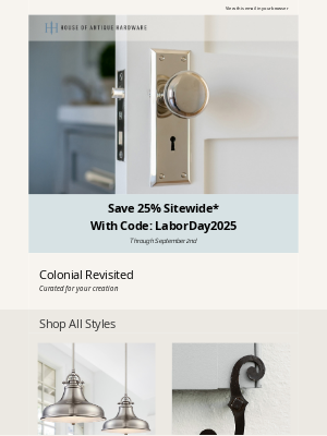 House of Antique Hardware - Labor Day Savings Start Now!
