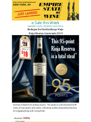 Sherry-Lehmann Inc - 95Pts Rioja Reserva priced like a backup dancer