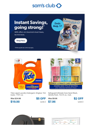 Sam's Club - Your Instant Savings reminder.