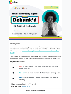 Don't Miss Tomorrow's Email Marketing Myth's Debunk'd 2.0