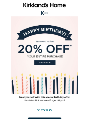 Kirkland's - Your Birthday Offer is About to Expire!