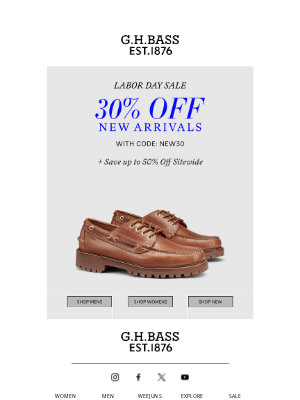 G.H. Bass & Co. - 30% OFF NEW ARRIVALS