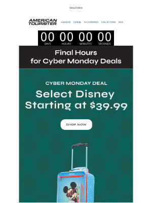 American Tourister - ⌛ Final Hours to Give the Gift Of Disney Luggage Starting at $39.99!