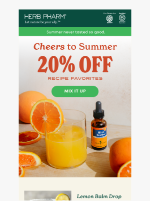 Herb Pharm - 🍹 20% off 🍹 Refresh your summer mocktail menu.